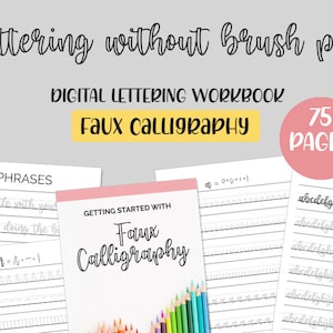 Feuilles de travail imprimables de lettrage de fausse calligraphie | Cahier d'exercices de lettrage au pinceau pour débutants | Calligraphie | Téléchargement instantané