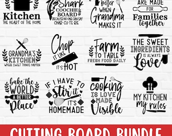 Cutting Board SVG Bundle, Funny Kitchen Tray, Plate, Chopping Board, Kitchen Towel, Pot Holder, Kitchen Decor, Baking Svg File for cricut