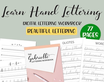 Brush Lettering Printable Handlettering Worksheets | Hand Lettering Practice Sheets for Beginners | Calligraphy | Instant Download