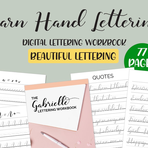 Brush Lettering Printable Handlettering Worksheets | Hand Lettering Practice Sheets for Beginners | Calligraphy | Instant Download