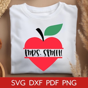 Teacher SVG File, Teaching Apple Monogram SVG File, Teacher Heart Png, Apple Heart Svg, Heart Clipart, Cutting files for Circut & Silhouette