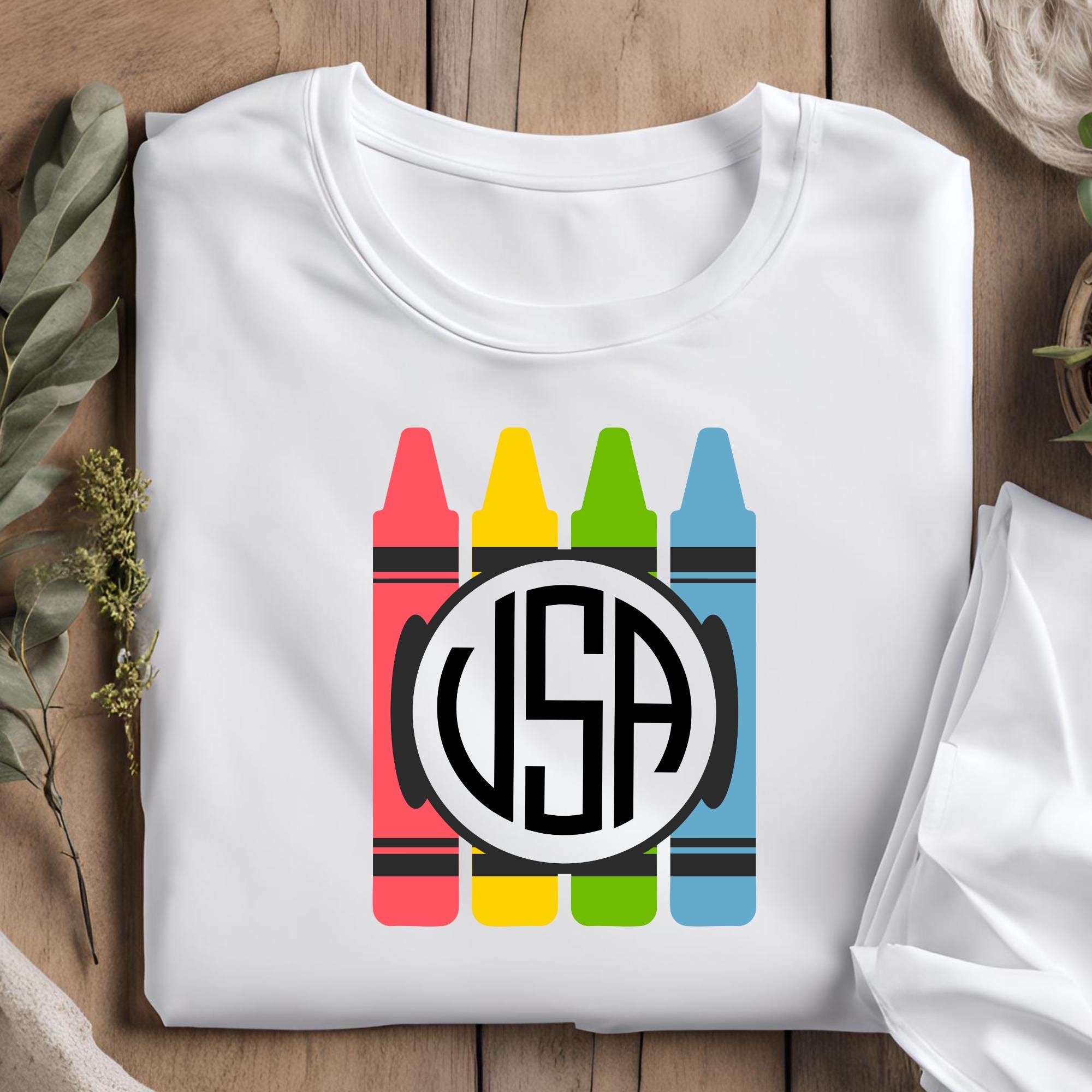 School Split Monogram Svg Bundle, Pencil Name Label Cut File, Crayon ...
