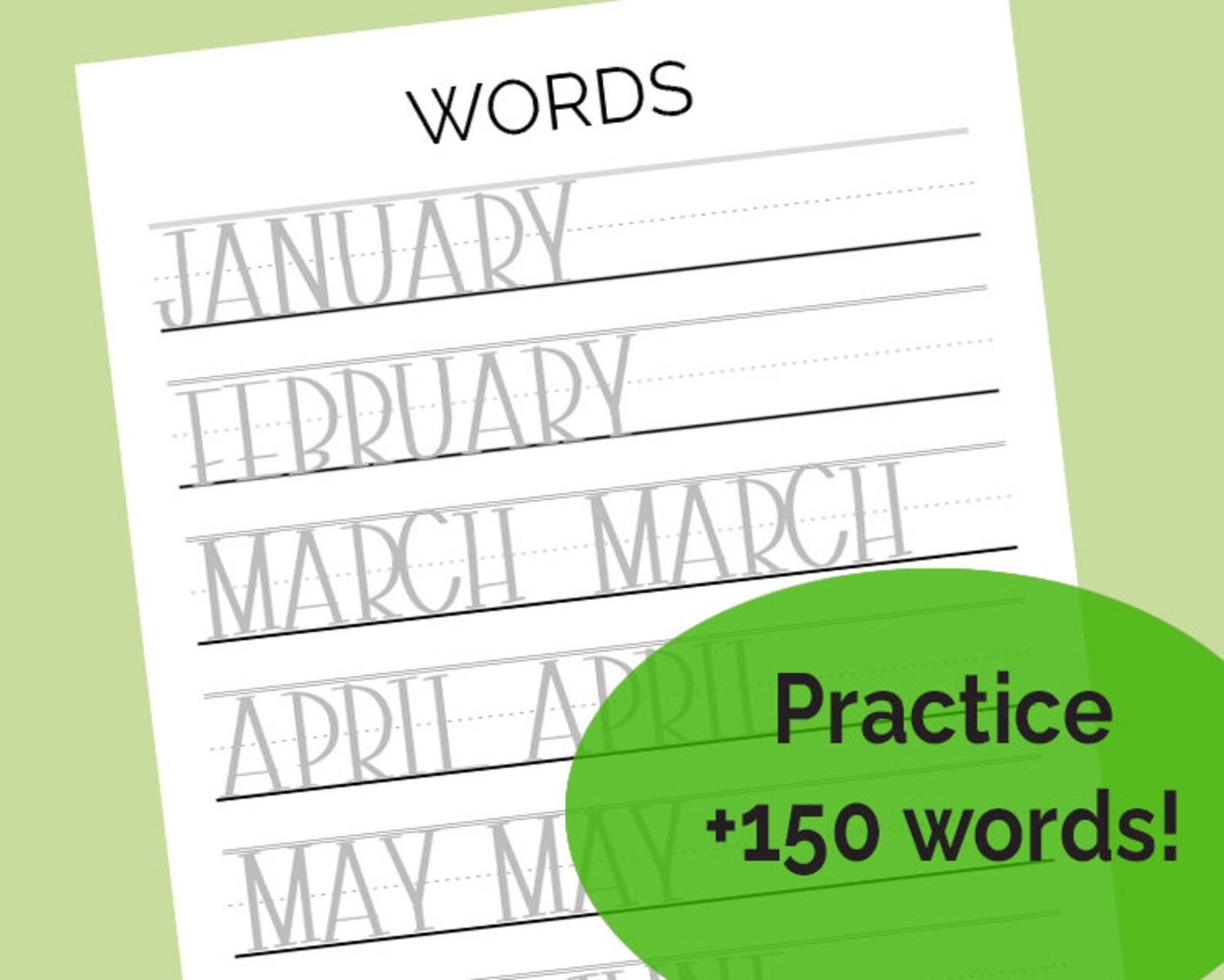 Brush Lettering Printable Handlettering Worksheets Hand - Etsy