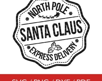 North Pole Santa Mail Svg, North Pole Svg, Express Mail Svg, Christmas Stamp Svg, Santa Sack Svg, Christmas Tag Svg, North Pole Mail Png