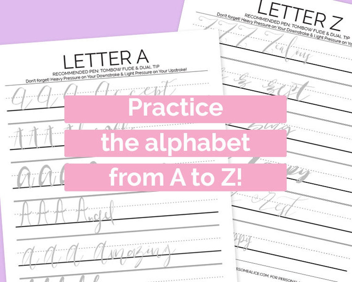 Alphabet Hand Lettering Practice Sheets Brush Lettering - Etsy