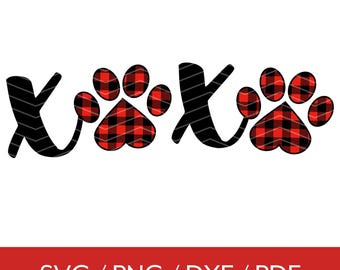 XoXo Dog Paws Svg, Christmas Pet Svg, Christmas Dog Svg, Paw Print Sublimation Png, Dog Lover Christmas Svg, Cut file For Cricut, Silhouette