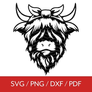 Highland Cow with Bow SVG, Highland Cow Clipart Png, Baby Highland Cow Vector, Cow Silhouette, Sublimation, Cut File for Cricut & Silhouette