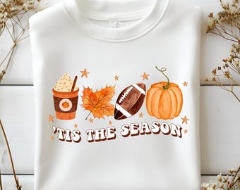 Das ist die Saison Herbst PNG, Fußball PNG, Herbst PNG, Herbst Sublimationsdesign, Latte Leaf Fußball Kürbis Aquarell Tshirt, Herbst Saison Shirt