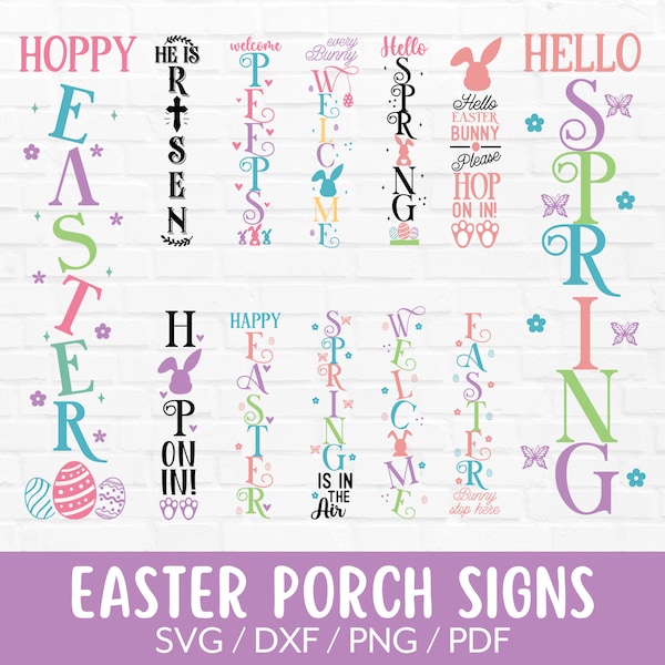 Easter Porch Signs Svg Bundle, Spring Home Sign Svg, Easter Bunny Svg, Welcome Sign, Farmhouse Hello Porch Sign For Cricut