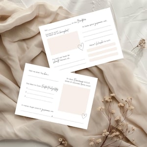 Gästebuchkarte zum Ausfüllen | Gästebuch Hochzeit | Elegant | Gästebuch | Beige | DIN A5 | Querformat