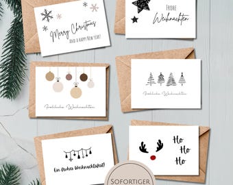 Christmas cards | Christmas cards | Greeting card set | Advent | Merry Christmas | Printable template | Print file | DIN A6 | Digital
