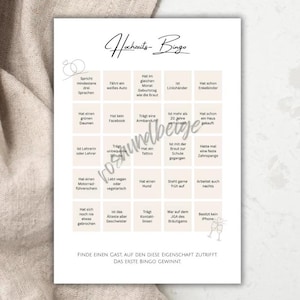 Wedding Bingo | Wedding Game for Guests | Find the Guest | Canva Template | Printable Template | DIN A5