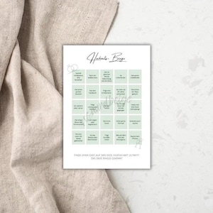 Wedding Bingo | Wedding Game for Guests | Find the Guest | Canva Template | Printable Template | Green | A5