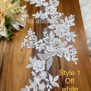 Lace Applique,high quality.ivory sequins.Lace for Wedding Dresses,Floral Lace appliqué.lace custom made veils