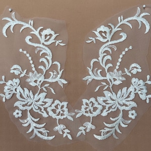 Lace sheet/lace applique sequins, ivory Lace for Wedding Dresses, Lace, Applique, veil,Welding,sell by a sheet (10 Pieces)