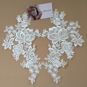 ivory .lace applique Wedding dress. Lace bridal veil .Lace Applique.sold by the sheet ( 3 pair ) 6 Pieces