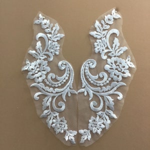 Lace Applique, white color Lace for Wedding Dresses, Lace, Applique, Wedding Applique, Floral Lace Applique,
