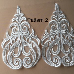 Ivory Lace Applique, lace for Wedding dress,lace Applique, Floral Lace Applique . Sold by a pair (or style 1)