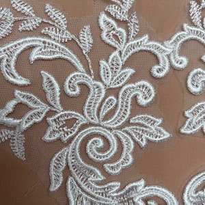 Lace Applique, ivory,silver gold thread,Lace, Applique, Wedding Applique, Floral Lace Applique, Floral Lace Applique for Wedding Dresses