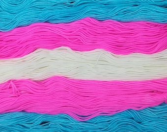 Trans Pride set - True colours - mini skein - Hand dyed yarn - Merino Wool - 100% wool - natural fiber - Flags - Rainbow - lgbtq