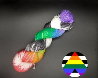 One Love! - Ally pride - DK - Double knit - Merino Wool - 100% wool - natural fiber - Variagated - Rainbow - lgbtq