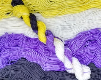 Nonbinary Pride set - True colours - mini skein - Hand dyed yarn - Merino Wool - 100% wool - natural fiber - Flags - Rainbow - lgbtq