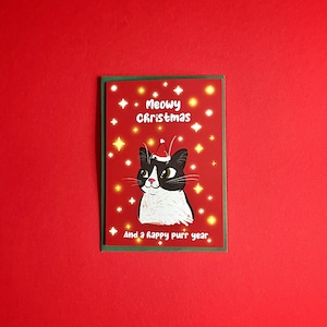 Tarjeta de Navidad// Correo de Navidad// Tarjeta de Navidad de Gatos// Tarjeta de Navidad Meowy No. 2// Tarjeta A6 con sobre