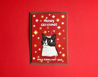 Weihnachtskarte// Weihnachtspost// Katzen Weihnachtskarte// Meowy Christmas karte Nr. 2// A6 Karte mit Briefumschlag