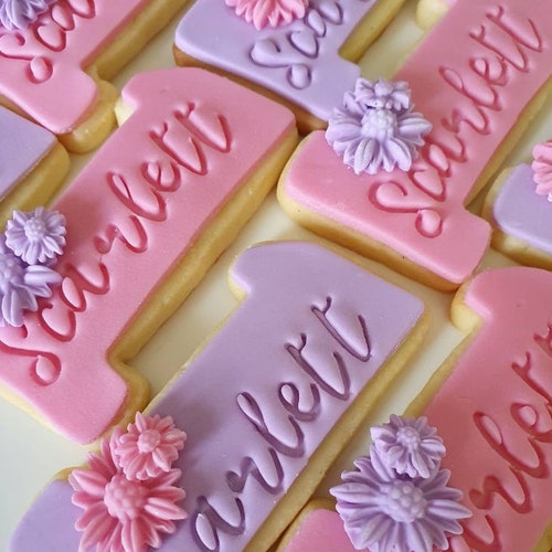 Cursive Style Large Font Cookie Fondant Stamp Set Etsy