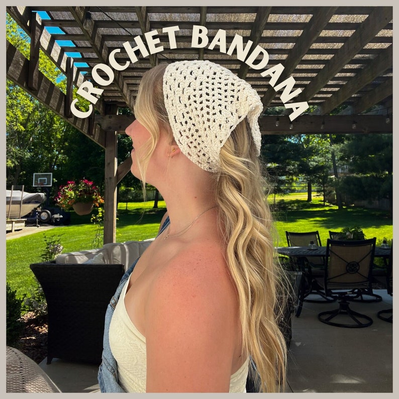 Boho Handmade Crochet Head Scarf Bandana w/ FREE SHIPPING image 1