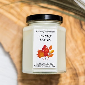 Autumn Leaves Candle Crackling Wooden Wick Candle Autumn Candle Fall Candle Fall Decor Home Decor  Gift