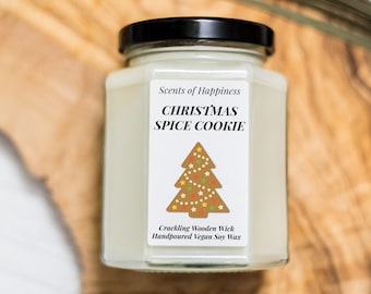 Christmas Spice Cookie Candle Crackling Wooden Wick Candle Autumn Candle Christmas Candle Winter Candle Christmas Decor  Gift