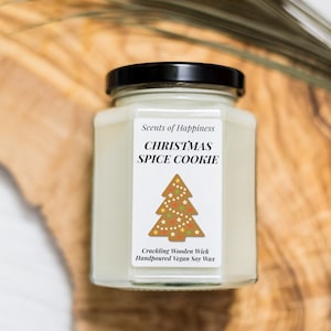 Navidad Especia Galleta Vela Crepitante Mecha de Madera Vela de Otoño Vela de Navidad Vela de Invierno Regalo de Decoración de Navidad