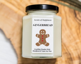 Gingerbread Candle Crackling Wooden Wick Scented Candle Christmas Gifts Autumn Candle Christmas Candle