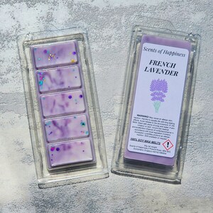 French Lavender Wax Melt Strong Scented Wax Melt Soy Wax Vegan Home Fragrance Gift Floral Scent Relaxing Scent Spa Scent