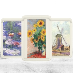 Cartera de pintura inspirada en Claude Monet para Magsafe, tarjetero de cuero magnético adhesivo para iPhone 14 13 12 Pro Max Mini