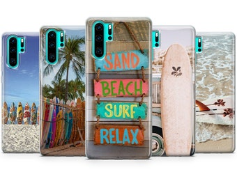 サーフボード ビーチ iPhone Samsung Pixel ケース、光沢ジェル TPU