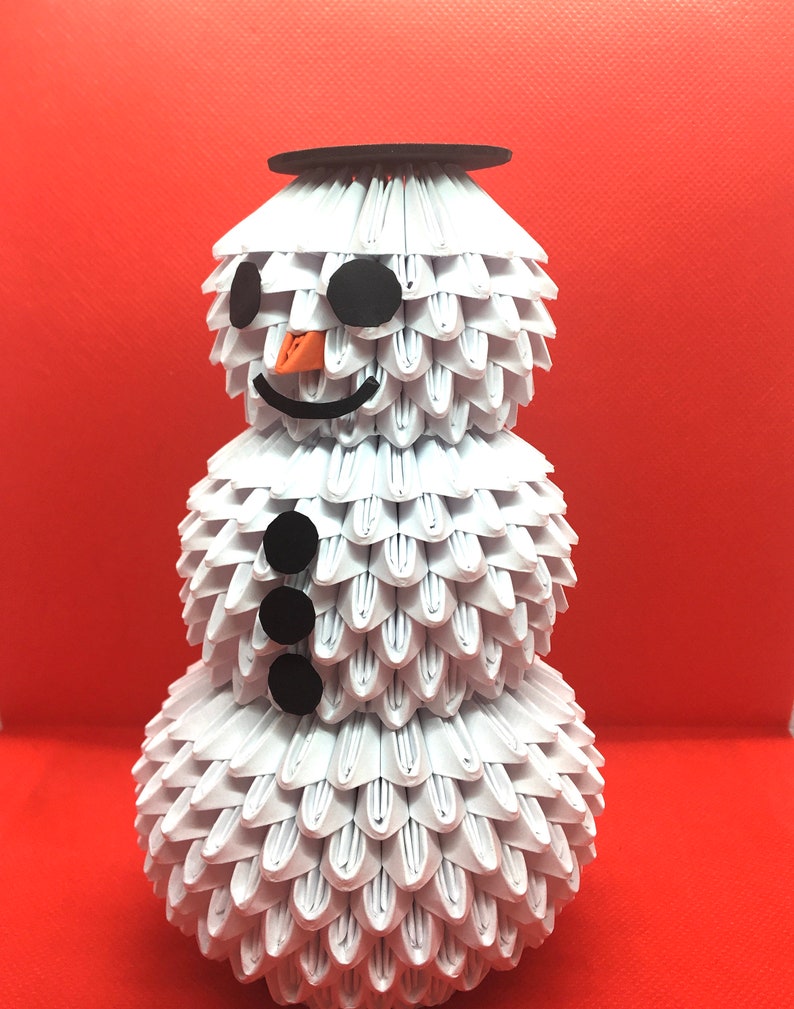 Bonhomme de neige origami 3D Etsy