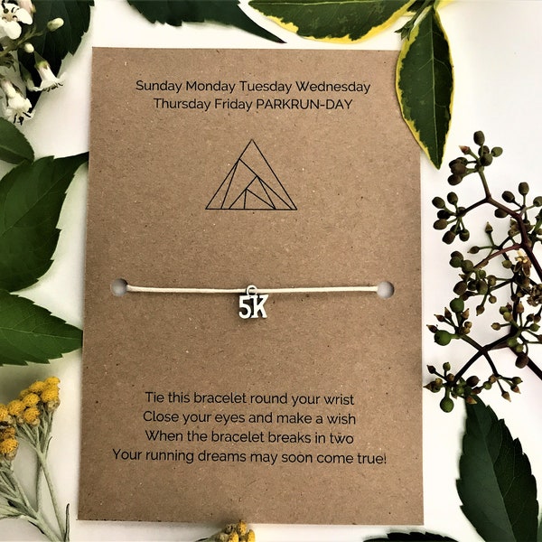Parkrun Runner’s Wish Bracelet | ‘PARKRUN-DAY' | 5k Park run gift card present
