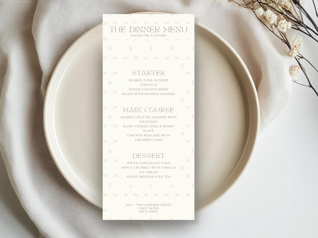 Basic Event Menu Editable Minimalist + Modern Event Menu Template – Customizable ...