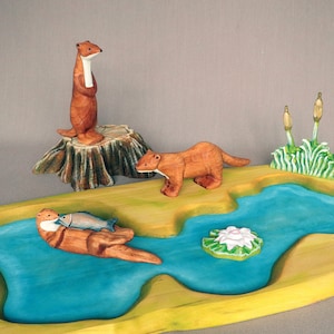Wooden Otter Family: Waldorf Toys, Small Marine Animals