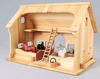Wooden Toy Model 3-Stalll Barn  1/12th scale 