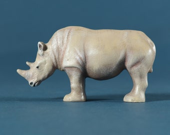 Rhinoceros Wood Toy, Handcrafted Rhino, Savanna Animals