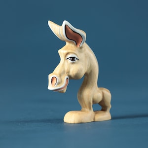 Houten ezel stripfiguur | Houten speelgoed | Handgemaakte houten muilezel | Boerderijdieren | Montessoridieren | Waldorf-speelgoed | Cadeau voor kinderen