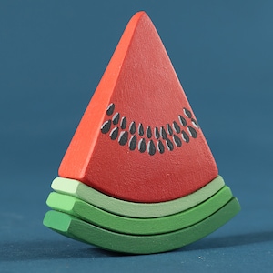 Wooden Watermelon Educational Stacking Fruit Toy | Manipulative Toddler Toy | Kids Early Learning Development Toys | Montessori Waldorf toys