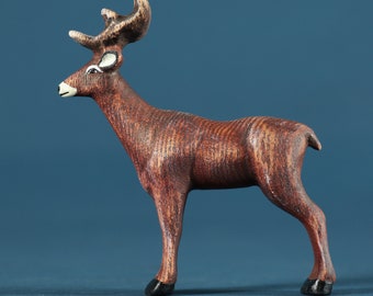 Figurine de jouet de collection de cerf en bois, animaux des bois, jouets Waldorf et Montessori, cerf, jouet en bois fait à la main, Bambi, animaux de la forêt