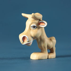 Houten koe stripfiguur | Houten speelgoed | Handgemaakte houten koe | Boerderijdieren | Montessoridieren | Waldorfspeelgoed | Cadeau voor kinderen