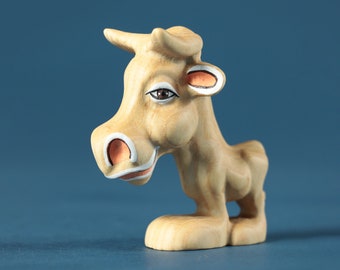 Kuh Cartoon Figur aus Holz | Holzspielzeug | Handgemachte hölzerne Kuh | Tiere vom Bauernhof | Montessori Tiere | Waldorf Spielzeug | Geschenk für Kinder