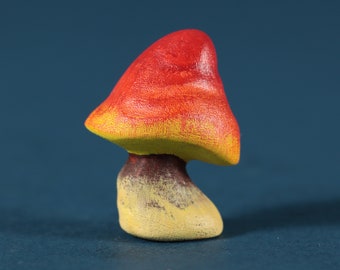 Wooden Mushroom Hygrocybe Coccinea, Waldorf Toys, Wooden Toadstool, Handmade Toys, Painted Mushroom, Home decoration, Waldorf Toys