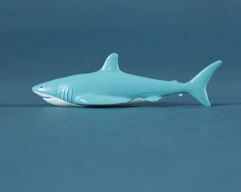 Figurine de jouet de collection de requin blanc en bois, jouet de créatures océaniques, jouets en bois, jouets Waldorf, cadeau pour enfants, requin blanc